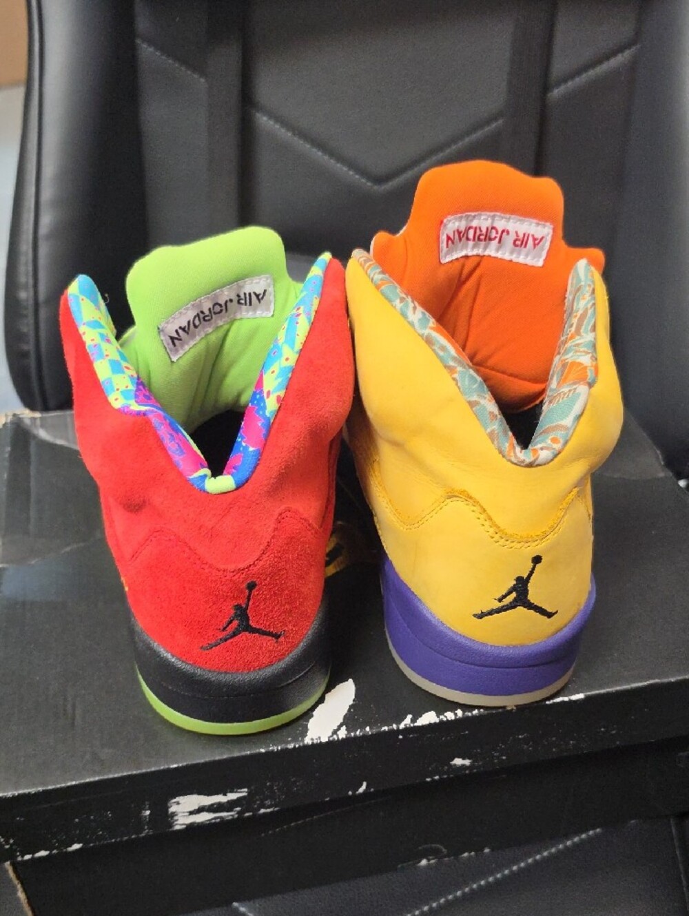 Jordan High-Top Basketball Sneakers - Neon Yellow & Red - Picture 4 of 5